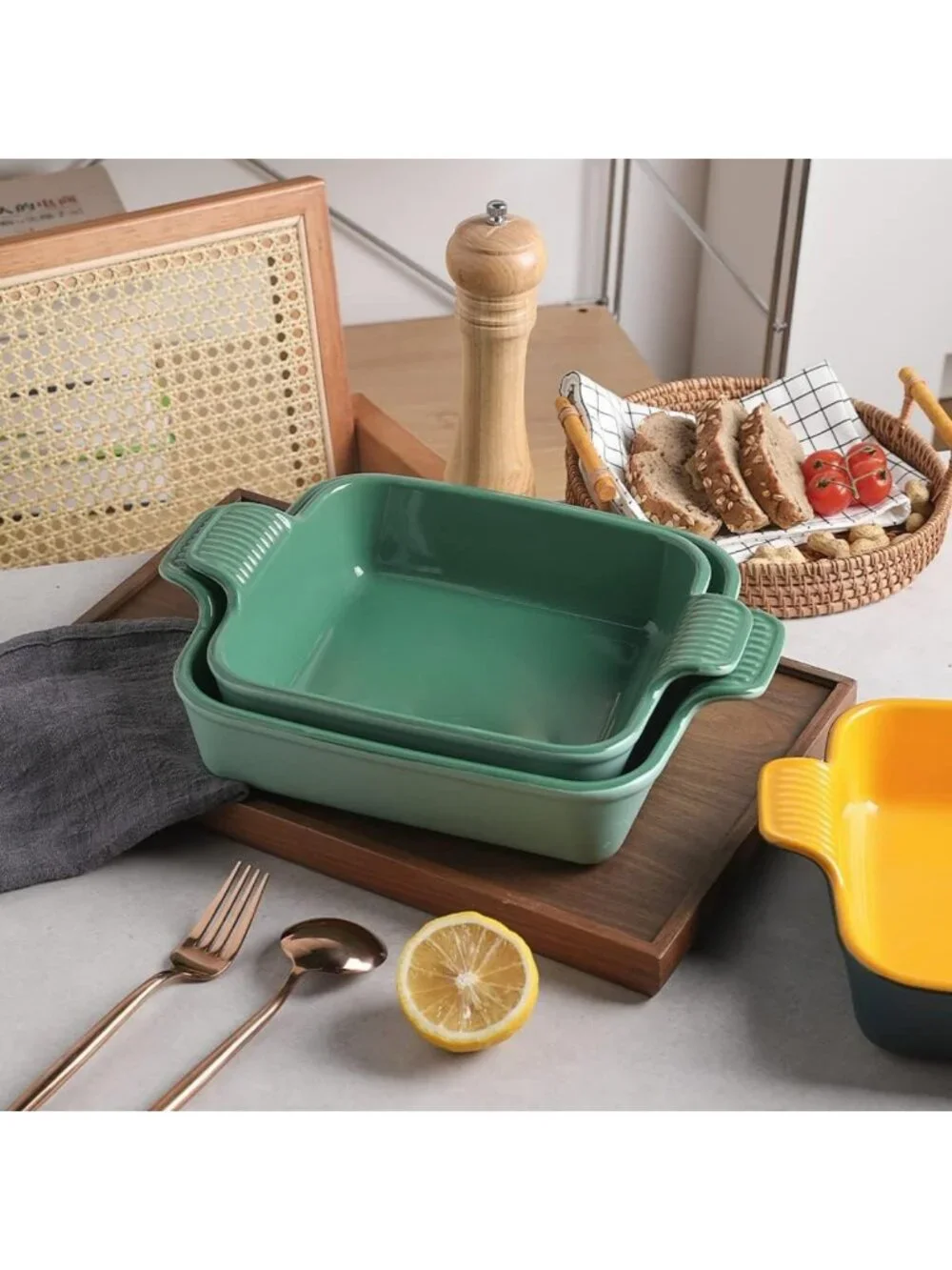 8x8 Ceramic Baking Dish - Square Bakeware for Brownies, Casseroles & Lasagna